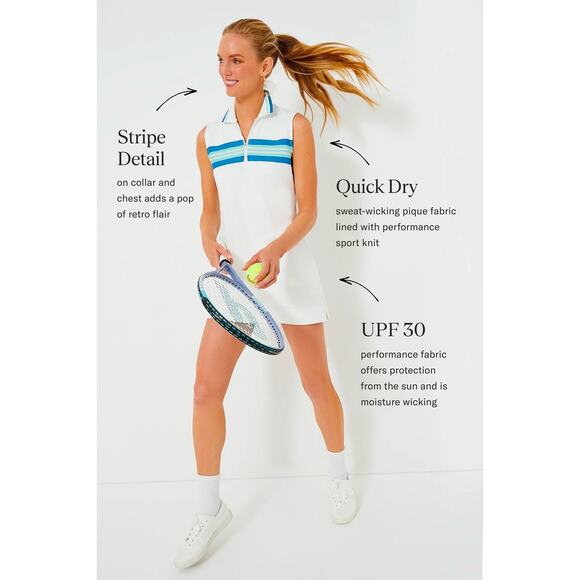 TUCKERNUCK Lisbon Stripe Pique Cadwell Tennis Dress NWT Size Large - Picture 2 of 10